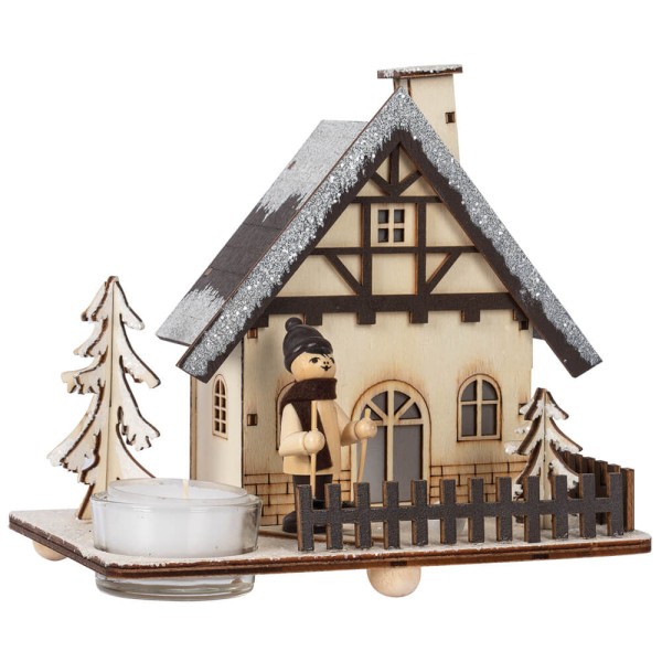 Räucherhäuschen mit Teelichthalter und inkl. Räucherkerzen