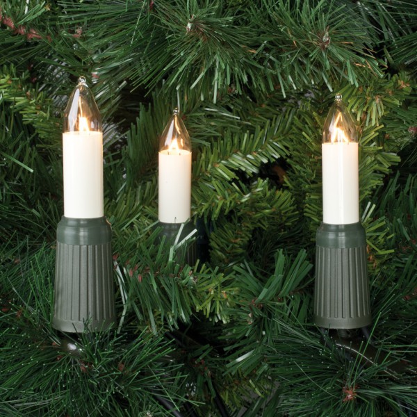 Weihnachtsbaumkette, klar/elfenbein, E14/4W, mit teilbarem Stecker