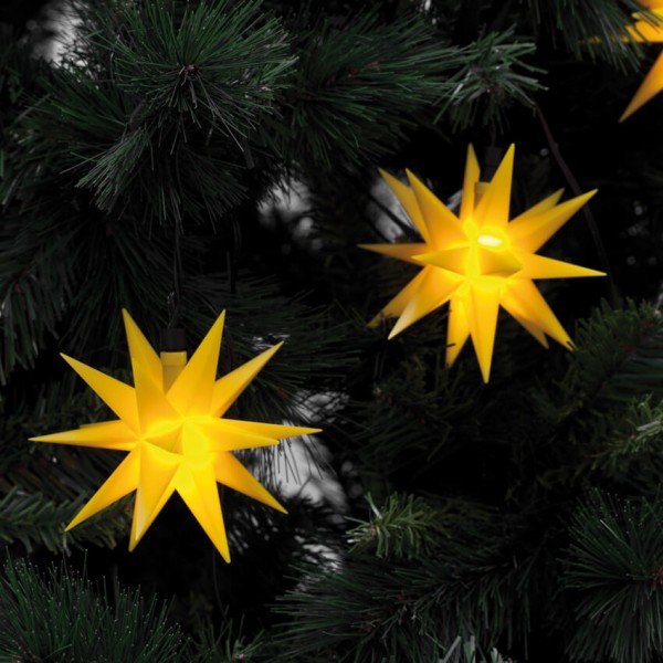 LED Dekolichterkette, 9 Sterne, Ø 12 cm, gelb