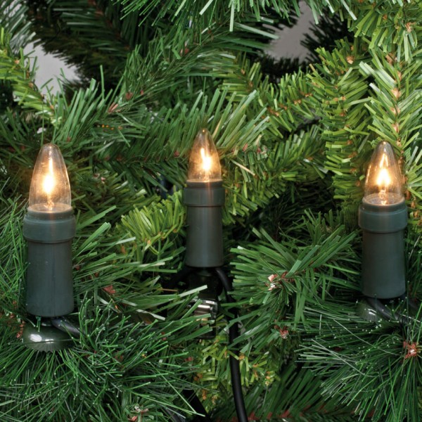 Weihnachtsbaumkette, klar/grün, E10/3W mit teilbarem Stecker