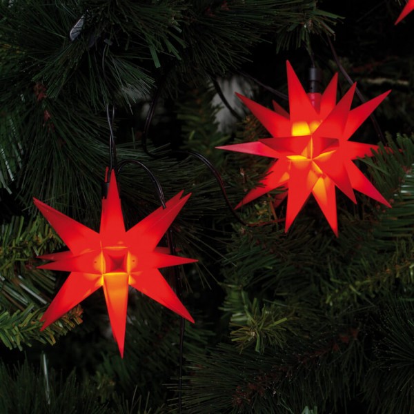 LED Dekolichterkette, 9 Sterne, Ø 12 cm, rot