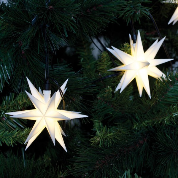 LED Dekolichterkette, 9 Sterne, Ø 12 cm, weiß